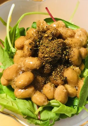 毎日の納豆●ベビーリーフのゆずかけサラダ-レシピのメイン写真