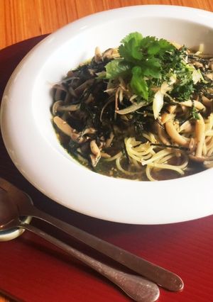青紫蘇ジェノベーゼの和風スープパスタ-レシピのメイン写真