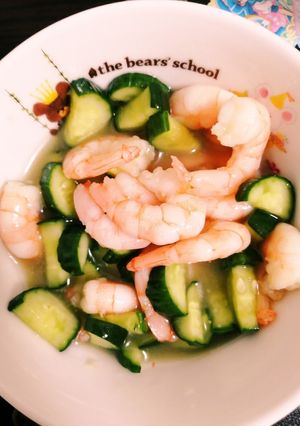 蒸しエビとキュウリの塩ダレごま油風味-レシピのメイン写真