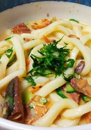 さば缶で! 冷や汁風うどん♪-レシピのメイン写真