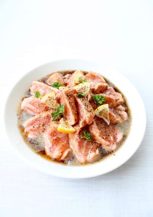 【炙りサーモンのバターカルパッチョ】-レシピのメイン写真