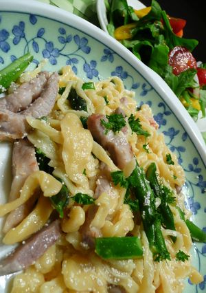 豚肉とアスパラの明太子スパゲッティ-レシピのメイン写真