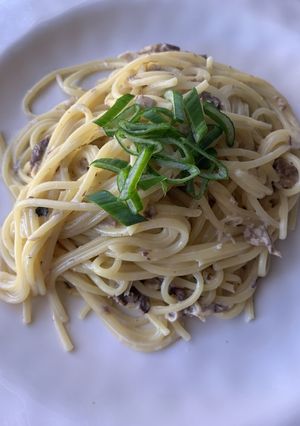 簡単！おしゃれなサバ缶クリームパスタ。-レシピのメイン写真