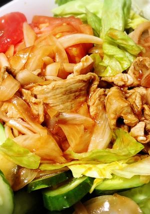 豚こまと夏野菜のケチャップソースサラダ-レシピのメイン写真