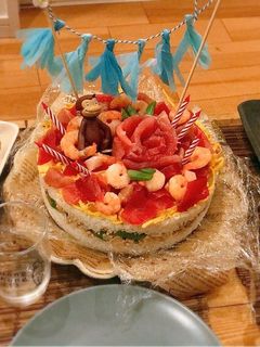 誕生日やひな祭り。ちらし寿司ケーキ-レシピのメイン写真
