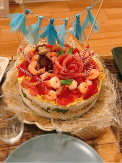 誕生日やひな祭り。ちらし寿司ケーキ-レシピのメイン写真