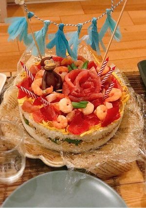 誕生日やひな祭り。ちらし寿司ケーキ-レシピのメイン写真
