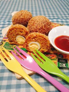 うずらの卵のチーズカレードーナツ♪-レシピのメイン写真