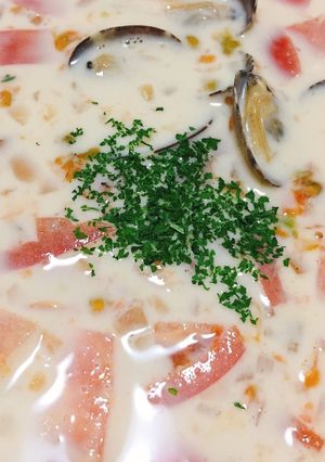 レンジで簡単⭐︎トマトクラムチャウダー！-レシピのメイン写真