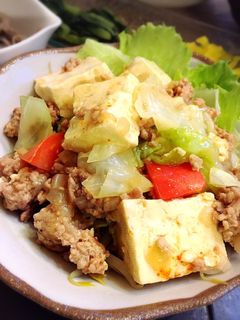 ひき肉と豆腐とキャベツの中華炒め煮-レシピのメイン写真