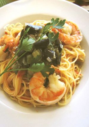 トマトとなすの冷製パスタ（透析食）-レシピのメイン写真