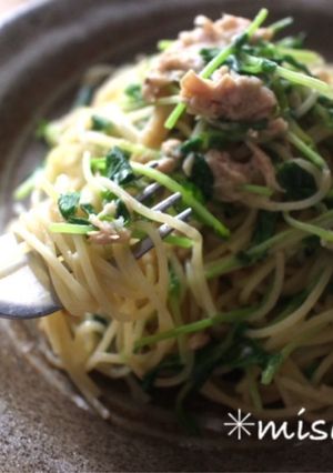mレンジで♪豆苗とツナのペペロンチーノ-レシピのメイン写真