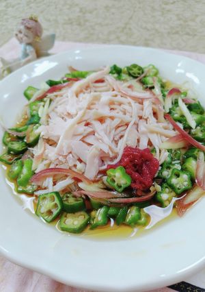 オクラたっぷり鶏そうめん-レシピのメイン写真