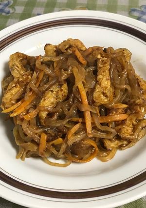 乾燥糸こんにゃくのカレー焼きそば風-レシピのメイン写真