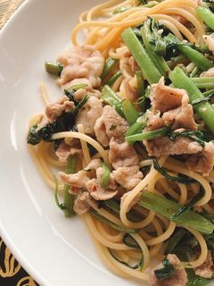 空芯菜と豚肉和風パスタ-レシピのメイン写真