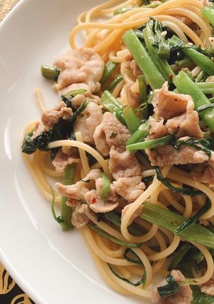 空芯菜と豚肉和風パスタ-レシピのメイン写真
