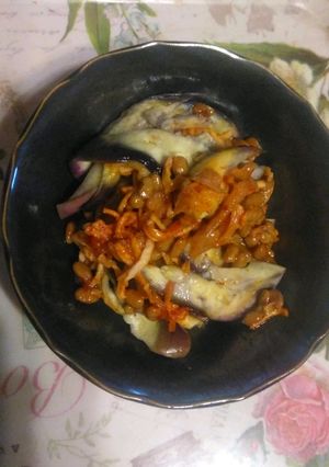 レンジで3分！茄子のキムチ納豆和え-レシピのメイン写真