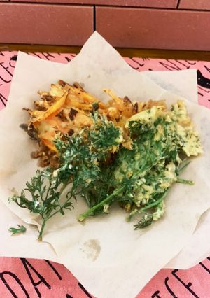 胡麻油で人参の葉の天ぷらと人参のかき揚げ-レシピのメイン写真