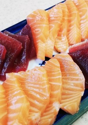 【晩酌に】塩で!!マグロとサーモンの漬け-レシピのメイン写真