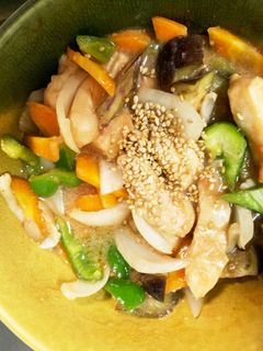 レンジ胸肉なすチリソース風味青椒肉絲風-レシピのメイン写真