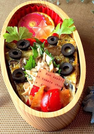 きのこ卵焼き、蒸し鶏弁当 詰め方-レシピのメイン写真