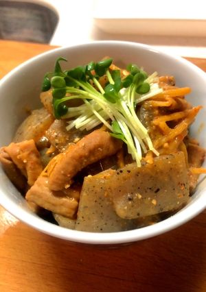 激安！こんにゃくのもつ煮込みの作り方-レシピのメイン写真