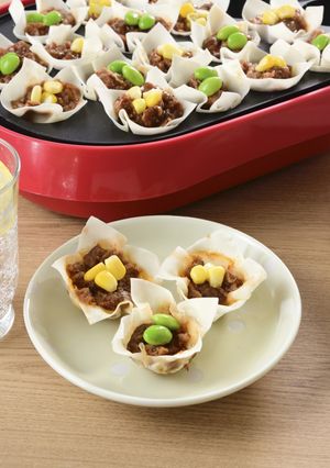 ミートボールで枝豆とコーンの彩り餅焼売-レシピのメイン写真