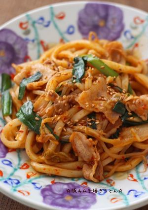 ☆豚キムチ焼きうどん☆-レシピのメイン写真