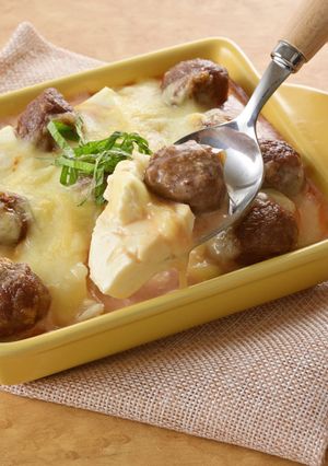 イシイのミートボールと豆腐の和風グラタン-レシピのメイン写真
