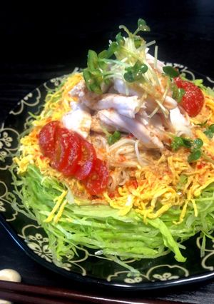 低温調理のバンバンジーそうめんの作り方-レシピのメイン写真
