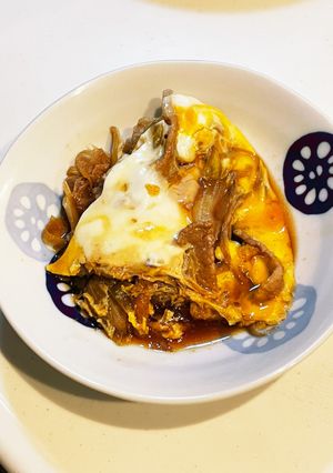 ゴボウと牛肉（豚肉）の卵とじ-レシピのメイン写真