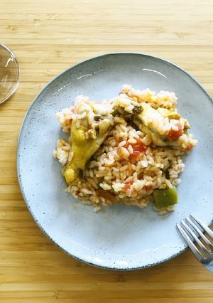 スペインごはん☆鶏肉といんげんのパエリア-レシピのメイン写真