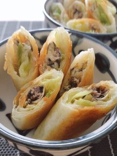 ししゃも☆白ネギ☆粉チーズだけ春巻き-レシピのメイン写真