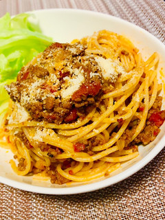 お手軽!たっぷりトマトのボロネーゼパスタ-レシピのメイン写真