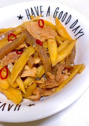 豚バラささがきごぼうの甘辛炒め煮♡-レシピのメイン写真