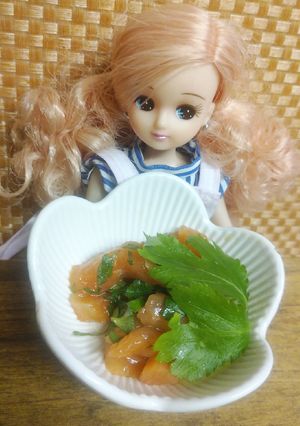 リカちゃん♡サーモンと三つ葉醤油ダレ和え-レシピのメイン写真