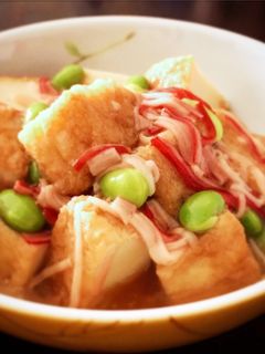 厚揚げとカニカマと枝豆のあんかけ-レシピのメイン写真