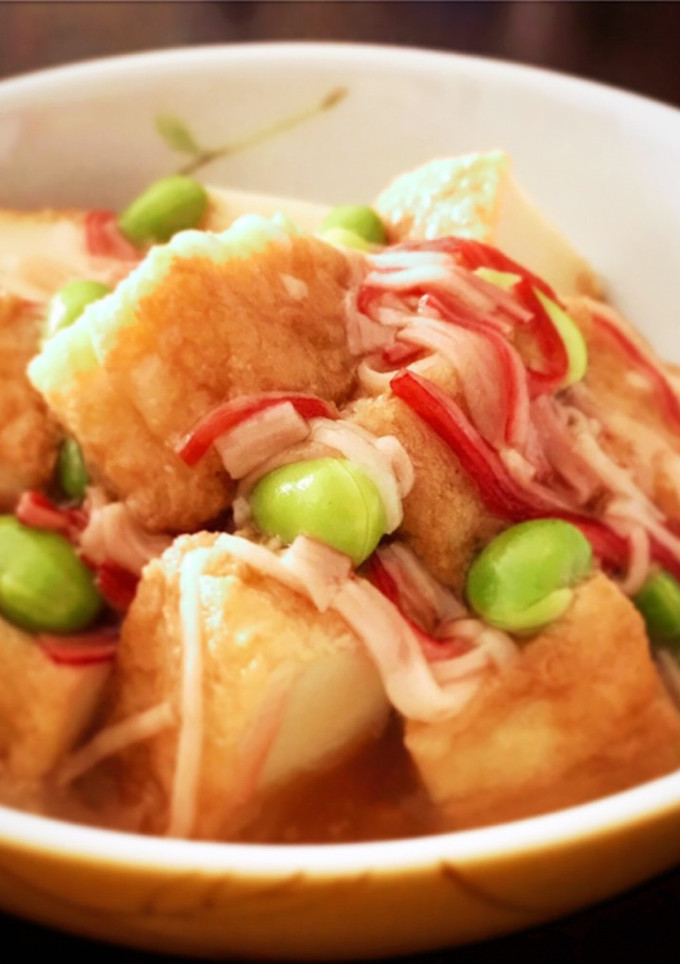 厚揚げとカニカマと枝豆のあんかけ-レシピのメイン写真