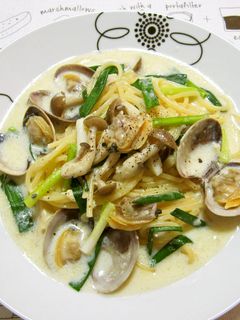 アサリとねぎの豆乳スープパスタ-レシピのメイン写真