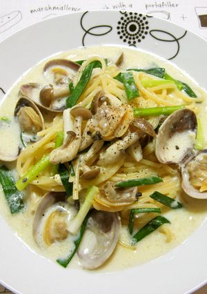 アサリとねぎの豆乳スープパスタ-レシピのメイン写真