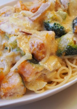 かぼちゃとブロッコリーのクリーム風パスタ-レシピのメイン写真
