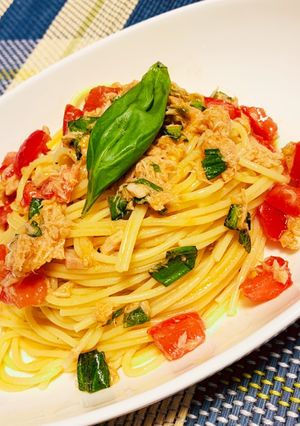 ツナとバジルトマトのやみつき冷製パスタ！-レシピのメイン写真