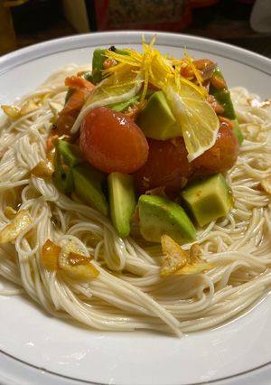 スモークサーモンと アボカドの素麺-レシピのメイン写真