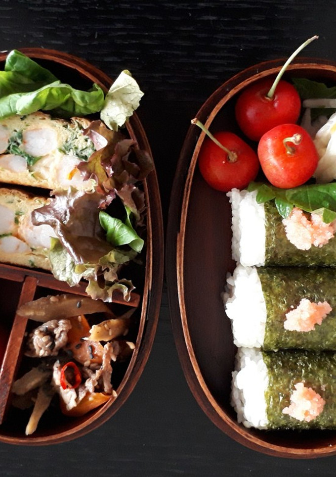エビとにらの中華風卵焼き弁当-レシピのメイン写真