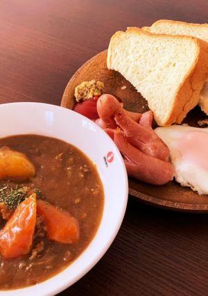 朝食にカレーリメイク☆カレーつけパン-レシピのメイン写真