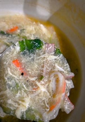 カニカマと水菜の中華卵スープ-レシピのメイン写真