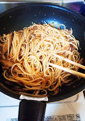 干ししいたけと玉ねぎの醤油パスタソース-レシピのメイン写真
