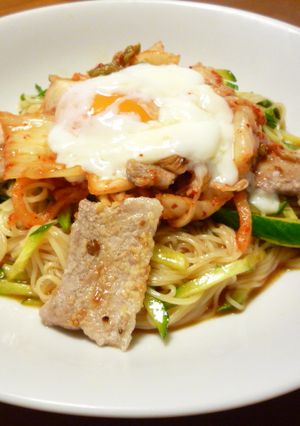 ♡○豚バラ入り♪ピリ辛キムチそうめん-レシピのメイン写真