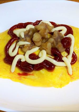 オムライスにくるみの華をトッピング♪-レシピのメイン写真