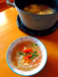 簡単薬膳!緑豆もやしとトマトの生姜スープ-レシピのメイン写真